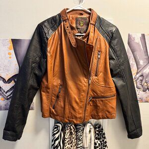 DOLLHOUSE  -  LARGE Black & Tan Motorcycle Jacket
